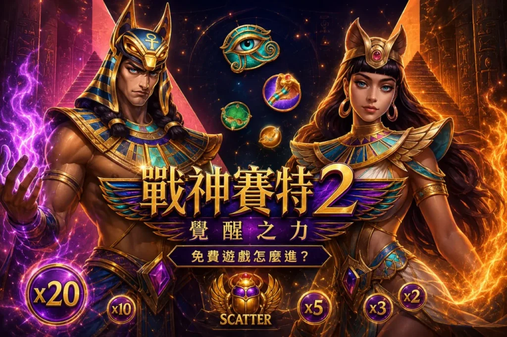 戰神賽特2覺醒之力免費遊戲攻略封面圖，展示覺醒模式與Scatter觸發機制